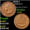 1908-s Indian Cent 1c Grades Choice AU/BU Slider+