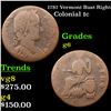 Image 1 : 1787 Vermont Bust Right Colonial Cent 1c Grades g+
