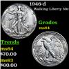 Image 1 : 1946-d Walking Liberty Half Dollar 50c Grades Choice Unc