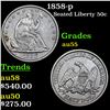 1858-p Seated Half Dollar 50c Grades Choice AU