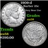 Image 1 : 1909-d Barber Quarter 25c Grades Choice AU/BU Slider