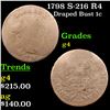 1798 S-216 R4 Draped Bust Large Cent 1c Grades g, good