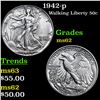 Image 1 : 1942-p Walking Liberty Half Dollar 50c Grades Select Unc