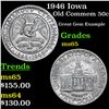 Image 1 : 1946 Iowa Old Commem Half Dollar 50c Grades GEM Unc