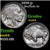 1916-p Buffalo Nickel 5c Grades Choice Unc