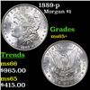 Image 1 : 1889-p Morgan Dollar $1 Grades GEM+ Unc