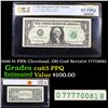 PCGS 1999 $1 FRN Cleveland, OH Cool Serial # 77770081 Graded cu63 PPQ By PCGS