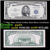 ***Star Note 1953A $5 Blue Seal Silver Certificate Grades Select AU