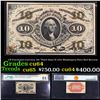 Image 1 : US Fractional Currency 10c Third Issue fr-1251 Washington Rare Red Reverse Graded cu64 By PMG