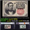 1875 US Fractional Currency 10c Fifth Issue fr-1265 Long Key Graded au53 EPQ By PMG