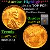 Image 1 : 1944-s TOP POP! Lincoln Cent 1c Graded ms67+ rd By SEGS