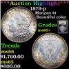 Image 1 : ***Auction Highlight*** 1879-p Morgan Dollar $1 Graded GEM+ Unc By USCG (fc)