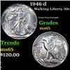 Image 1 : 1946-d Walking Liberty Half Dollar 50c Grades GEM Unc