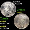 Image 1 : 1923-p Peace Dollar $1 Grades GEM+ Unc