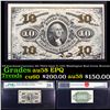 Image 1 : US Fractional Currency 10c Third Issue fr-1255 Washington Bust Green Reverse Graded au58 EPQ By PMG