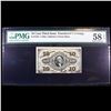 Image 2 : US Fractional Currency 10c Third Issue fr-1255 Washington Bust Green Reverse Graded au58 EPQ By PMG