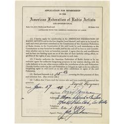 Ingrid Bergman Signed AFRA Form