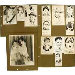 Richard Dix and Others Signed Sketches, Photos