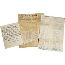 Marian Marsh 1932 Christmas Card List & Letters