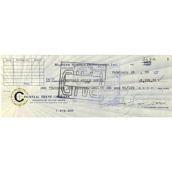 Marilyn Monroe Signed Check