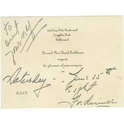 Basil Rathbone Dinner Invitation.