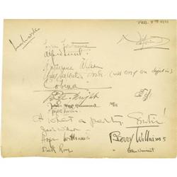 Signed Page from Clifton Webb's Guest Book, Including N
