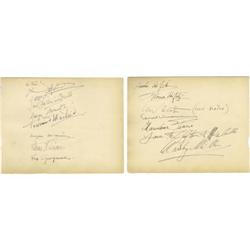 Two Signed Pages from Clifton Webb's Guest Book, Includ
