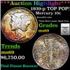Image 1 : ***Auction Highlight*** 1939-p TOP POP! Mercury Dime 10c Graded ms69 By SEGS (fc)