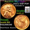 ***Auction Highlight*** 1955-s TOP POP! Lincoln Cent 1c Graded ms68 rd By SEGS (fc)