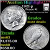 ***Auction Highlight*** 1921-p Peace Dollar $1 Graded ms63 details By SEGS (fc)