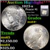 ***Auction Highlight*** 1923-s Peace Dollar $1 Graded ms64+ By SEGS (fc)