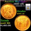 ***Auction Highlight*** 1909 vdb Lincoln Cent 1c Graded ms67 rd By SEGS (fc)