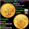 ***Auction Highlight*** 1853-p Gold Liberty Double Eagle $20 Graded ms63 By SEGS (fc)