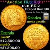 ***Auction Highlight*** 1801 BD-2 Draped Bust $10 Gold Eagle Graded ms62 details By SEGS (fc)