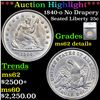 ***Auction Highlight*** 1840-o No Drapery Seated Liberty Quarter 25c Graded ms62 details By SEGS (fc