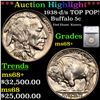 ***Auction Highlight*** 1938-d/s TOP POP! Buffalo Nickel 5c Graded ms68+ By SEGS (fc)
