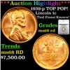 ***Auction Highlight*** 1939-p TOP POP! Lincoln Cent 1c Graded ms68 rd By SEGS (fc)