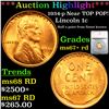 ***Auction Highlight*** 1934-p Near TOP POP! Lincoln Cent 1c Graded ms67+ rd By SEGS (fc)