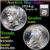 ***Auction Highlight*** 1924-p Peace Dollar $1 Graded ms66+ By SEGS (fc)