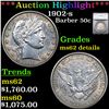 ***Auction Highlight*** 1902-s Barber Half Dollars 50c Graded ms62 details By SEGS (fc)