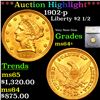 ***Auction Highlight*** 1902-p Gold Liberty Quarter Eagle $2 1/2 Graded ms64+ By SEGS (fc)