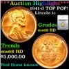 ***Auction Highlight*** 1941-d TOP POP! Lincoln Cent 1c Graded ms68 RD By SEGS (fc)