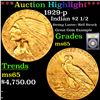 ***Auction Highlight*** 1929-p Gold Indian Quarter Eagle $2 1/2 Graded GEM Unc By USCG (fc)