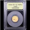 Image 4 : ***Auction Highlight*** 1929-p Gold Indian Quarter Eagle $2 1/2 Graded GEM Unc By USCG (fc)