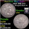 ***Auction Highlight*** 1801 BB-212 Draped Bust Dollar $1 Grades xf+ By USCG