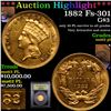 ***Auction Highlight*** 1882 Fs-301 Three Dollar Gold .$3 Grades Select Unc PL By USCG