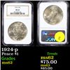 NGC 1924-p Peace Dollar $1 Graded ms62 By NGC