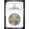Image 2 : NGC 1924-p Peace Dollar $1 Graded ms62 By NGC