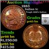 Image 1 : Proof 1883 Indian Cent 1c Graded pr65 bn By SEGS