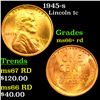 1945-s Lincoln Cent 1c Grades GEM++ RD